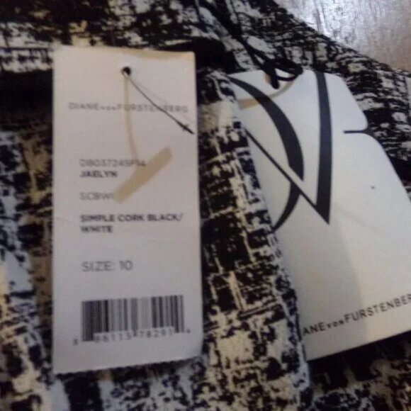 NWTS DIANE VON FURSTENBERG SZ.10,SIMPLY CORK BLACK AND WHITE DRESS - Picture 8 of 8